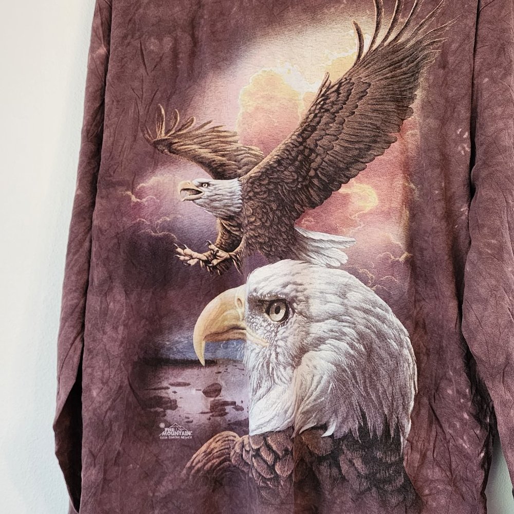 The Mountain, Vintage 2011 Long Sleeve Shirt, Tie Dye, Bald Eagle Animal, L.